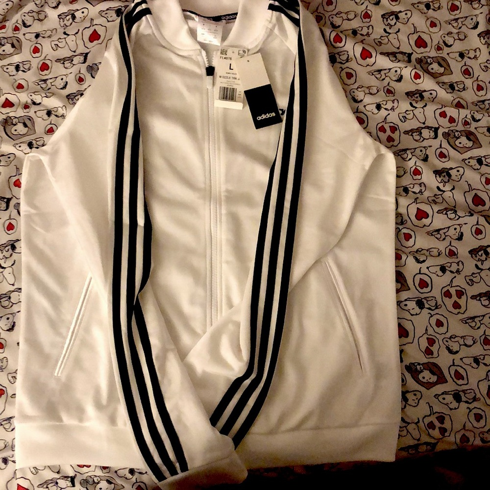 white/black hoodieles adidas sweater